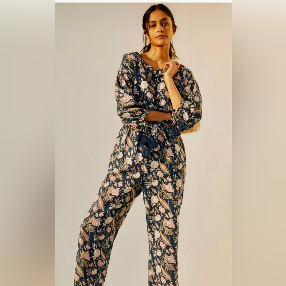 DRA Los Angeles Blue Floral Jumpsuit NWT